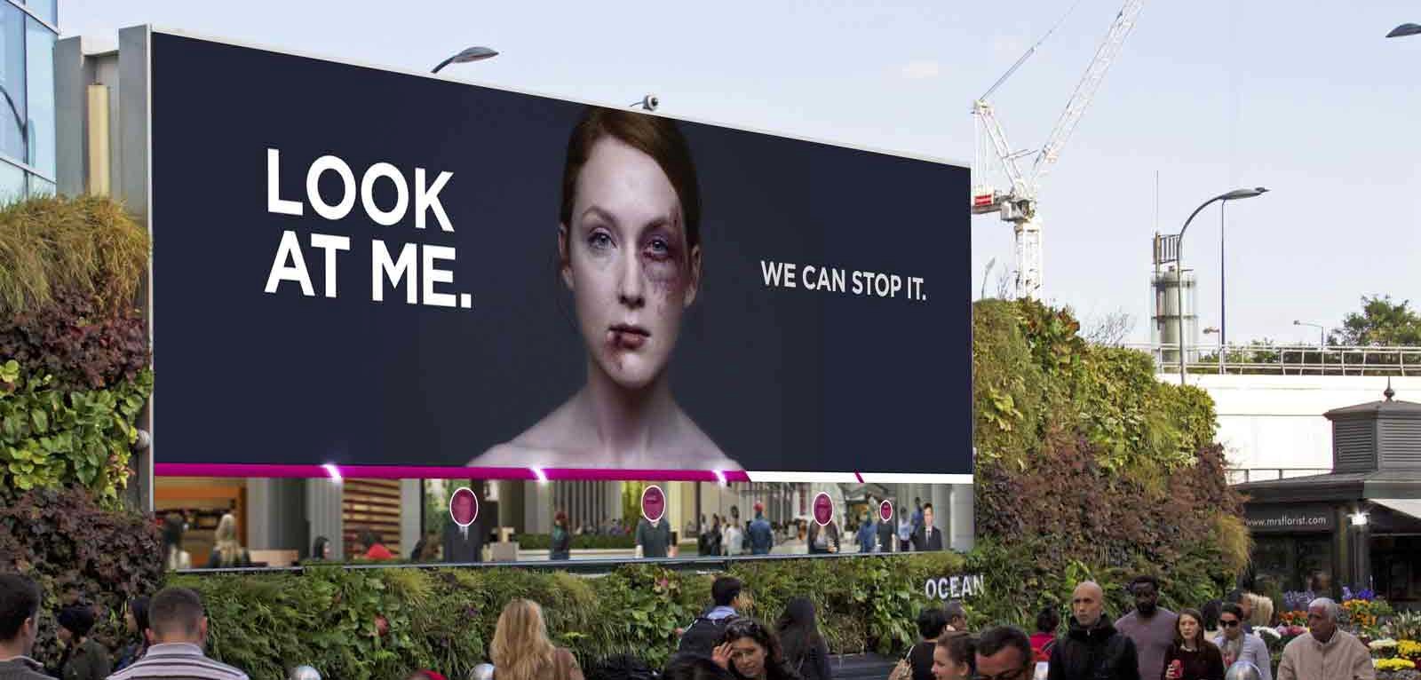Women's Aid advert - Look at me beaten woman